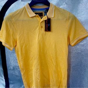 James Tattersall Men's Salmon Pink Textured Short Sleeve Polo Shirt Size small.